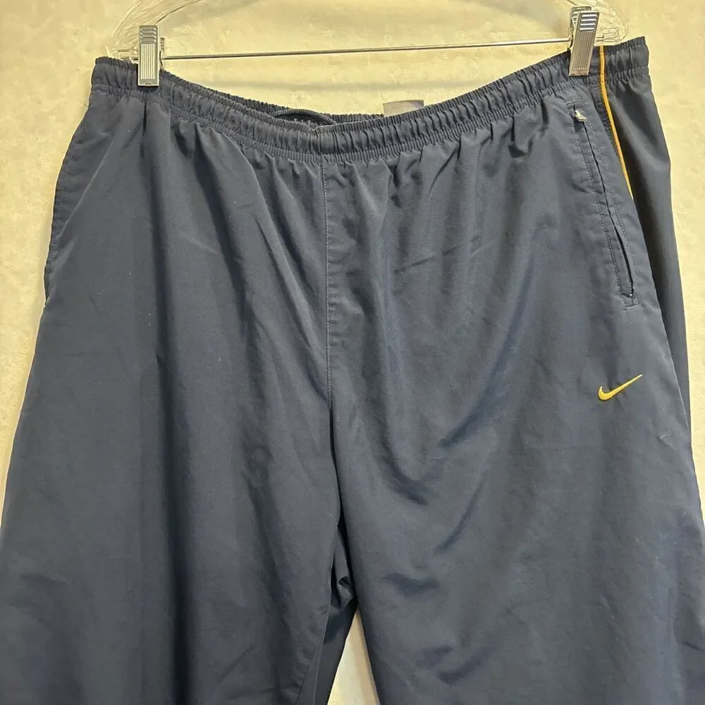 Nike Men's Windbreaker Track Pant Vintage Y2K Navy Yellow Ankle Zip Size XL